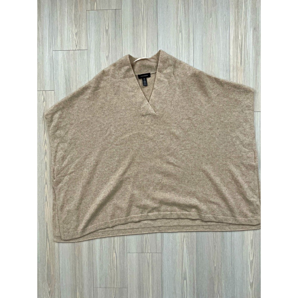 Halogen Women's Beige Cashmere Knit V-Neck Poncho Sweater One Size Lagenlook